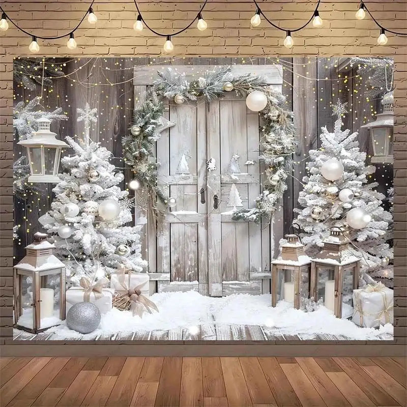 White Christmas Fireplace Background Xmas Tree Garland Gift Photography Backdrop Family Kids Holiday Party Banner Photo Studio by DSERS
