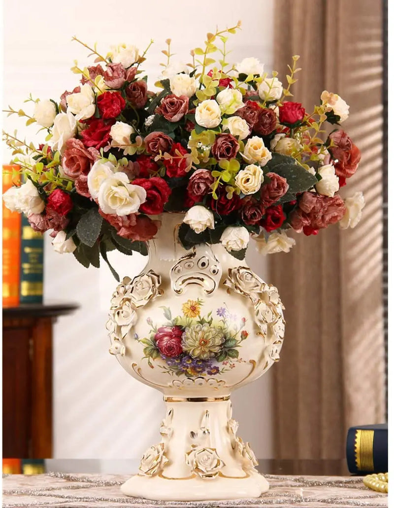 Rose Artificial Flowers Silk Flower with Stems Fake Flowers Bouquet Centerpiece for Party Table Floral Home Bridal Wedding Decor by DSERS
