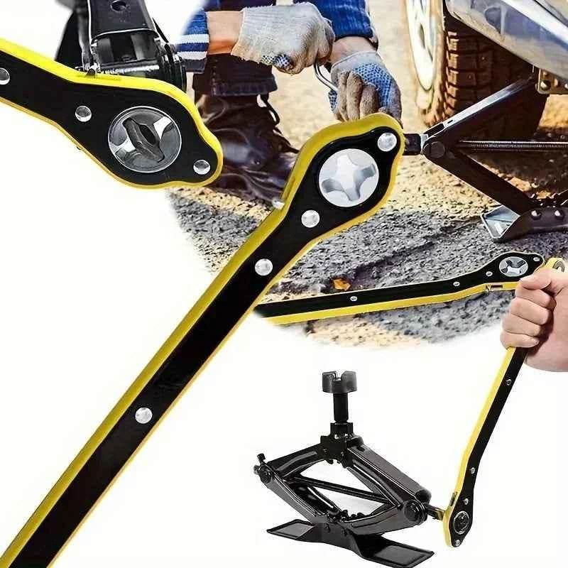 Car Labor-saving Jack Ratchet Wrench Scissor Jack Garage Tire Wheel Lug Wrench Handle Labor-saving Wrench Car Repair Tool Jack Ratchet Wrench by DSERS