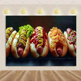 Quick Food Theme Birthday Party Decoration Hamburger French Fries Pizza Background Banner Photography Backdrop Supplies Kid Gift - GiFTiFY