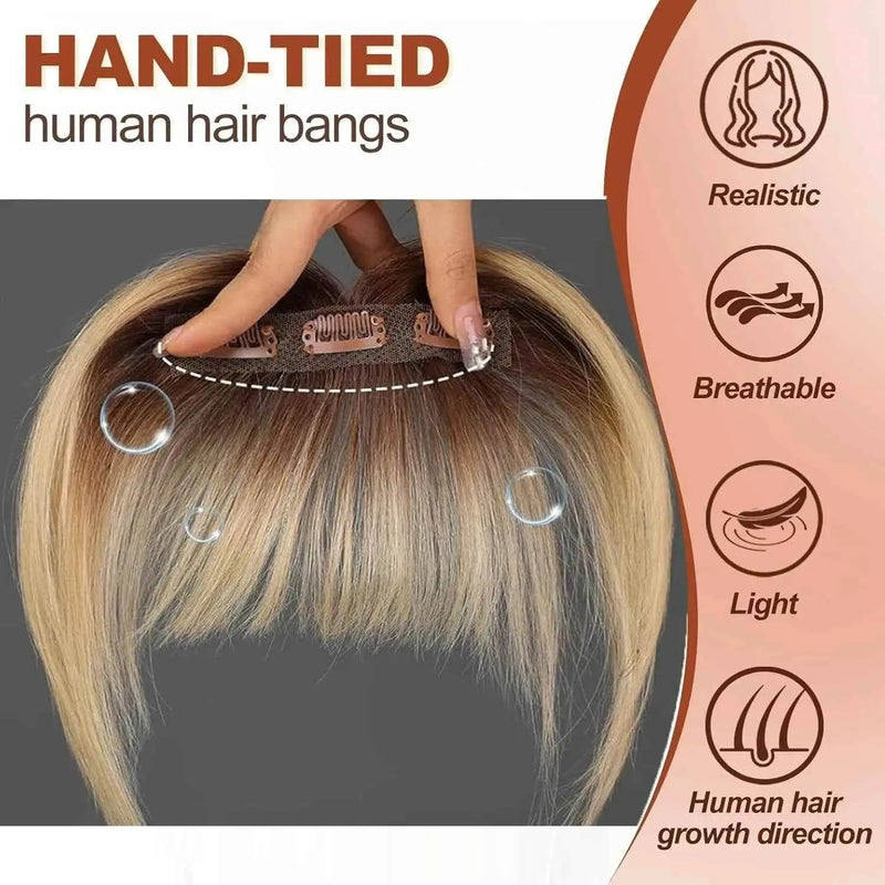 Ombre Light Blonde Clip in Bangs 100% Real Human Hair Bangs human hair wigs with bangs Hair Accessories by Zopi / AliExpress