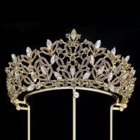 Luxury Blue Crystal Wedding Crown Bridal Headwear Brithday Party Rhinestone Diadem Headband
