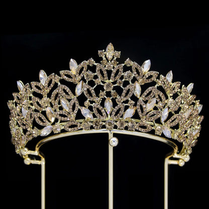 Luxury Blue Crystal Wedding Crown Bridal Headwear Brithday Party Rhinestone Diadem Headband Handwork Headpiece for Women Tiaras GiFTiFY