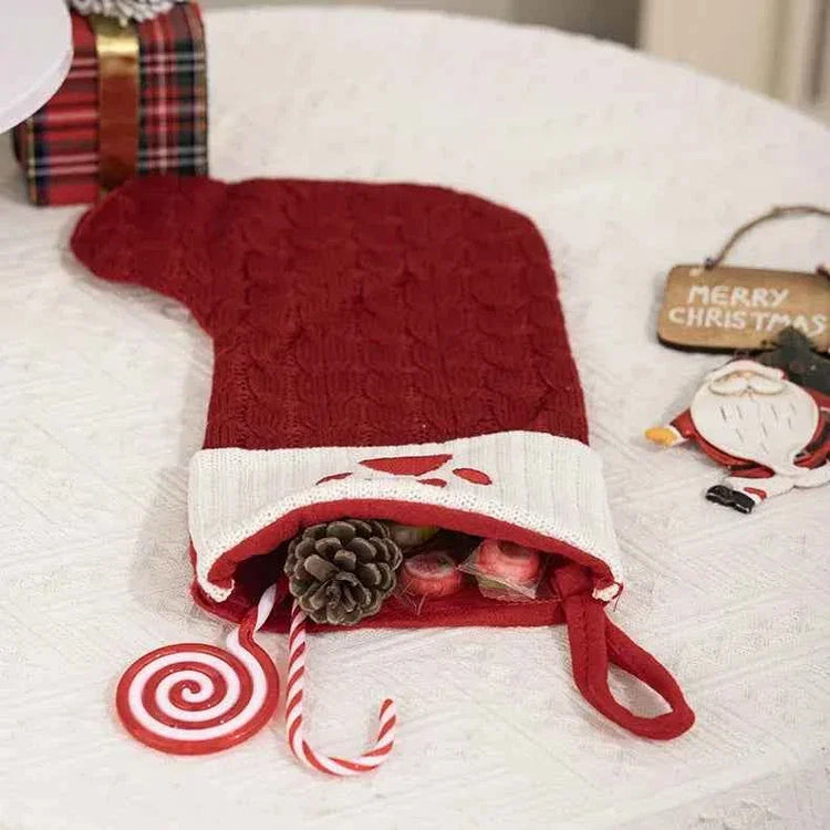 navidad Christmas Boots Letters Christmas Stocking New Knitting Christmas Tree Pendant Decorations SnowflakeChristmas Socks