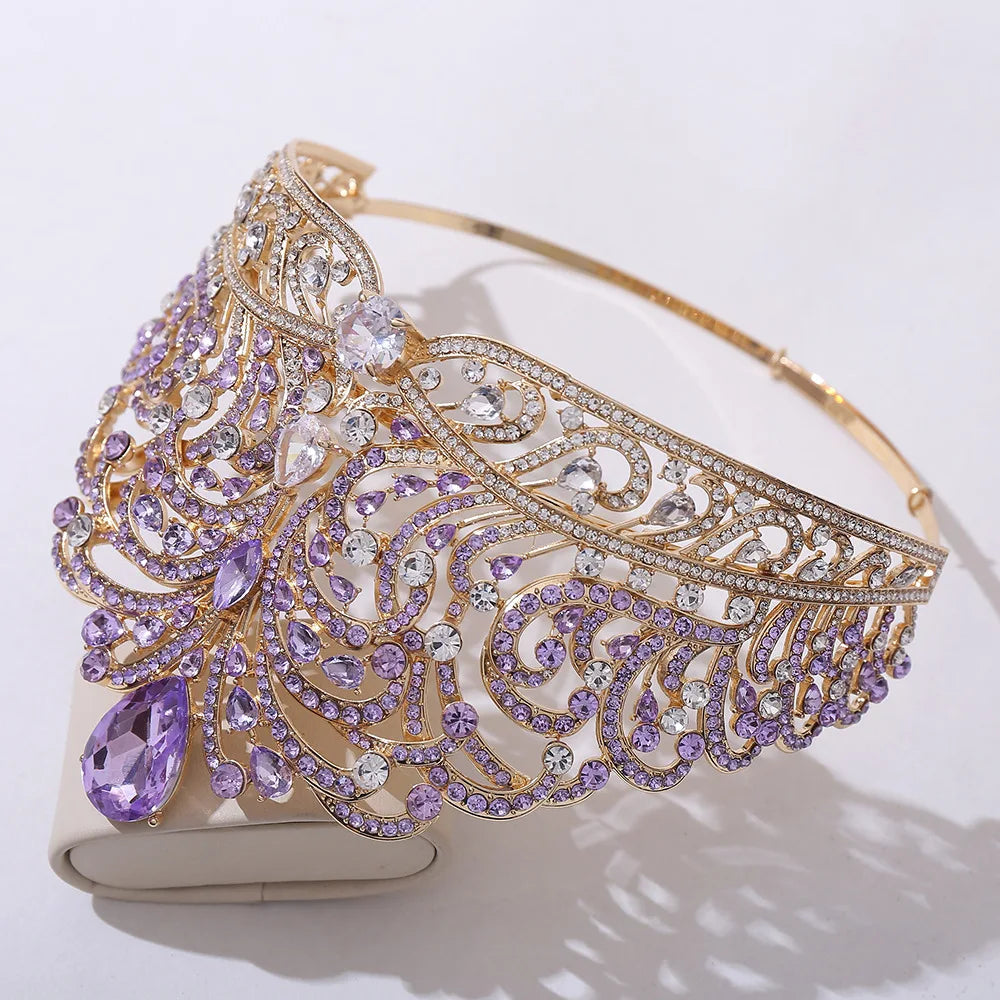 European Miss Universe Big Forest Crystal Wedding Crowns Cubic Zircon Crown Queen Rhinestone Tiara Party Stage Show Hair Jewelry GiFTiFY