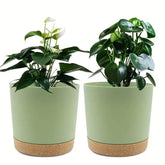 2pcs, 4.7nch Flower Pot Set, Indoor Plant Pots With Drainage Holes And Removable Base, Outdoor Garden Flower Pots Saucer Style M - GiFTiFY