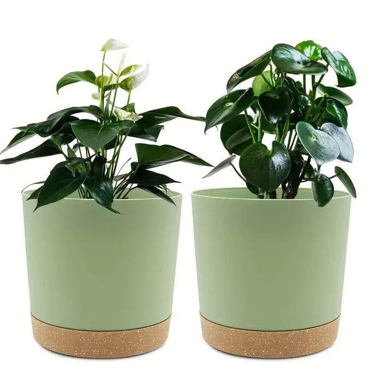 2pcs, 4.7nch Flower Pot Set, Indoor Plant Pots With Drainage Holes And Removable Base, Outdoor Garden Flower Pots Saucer Style M - GiFTiFY
