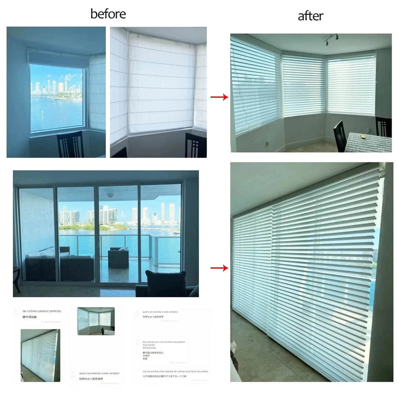 SmartMatters Electric Shangrila Blinds Smart Zigbee Blackout Zebra Shades for Windows and Doors Wifi Tuya Alexa Google Assistant Smart Shade by DS