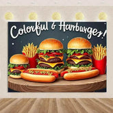 Quick Food Theme Birthday Party Decoration Hamburger French Fries Pizza Background Banner Photography Backdrop Supplies Kid Gift - GiFTiFY