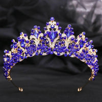 Baroque Pink Crystal Beads Bridal Crowns Handmade Tiaras Bride Headbands Rhinestone Diadem