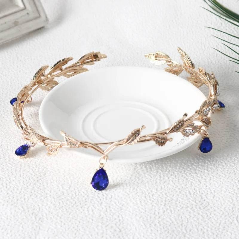 Luxury Crystal Crown Bridal Hair Accessories Wedding Rhinestone Waterdrop Leaf Tiara Crown Headband Frontlet Brides Hair Jewelry Tiaras by DSERS
