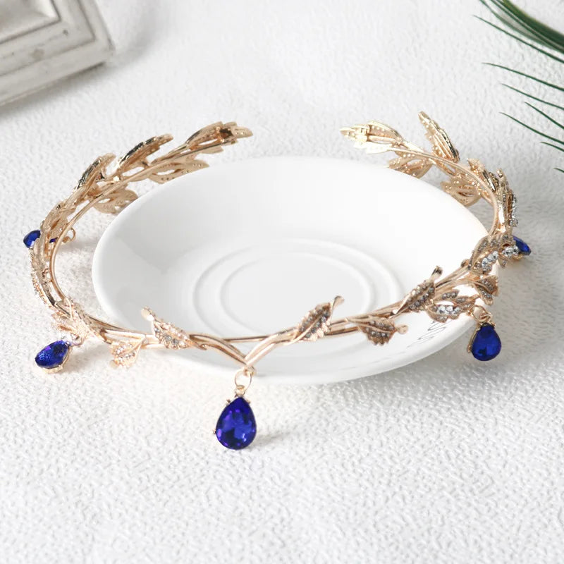 Luxury Crystal Crown Bridal Hair Accessories Wedding Rhinestone Waterdrop Leaf Tiara Crown Headband Frontlet Brides Hair Jewelry GiFTiFY
