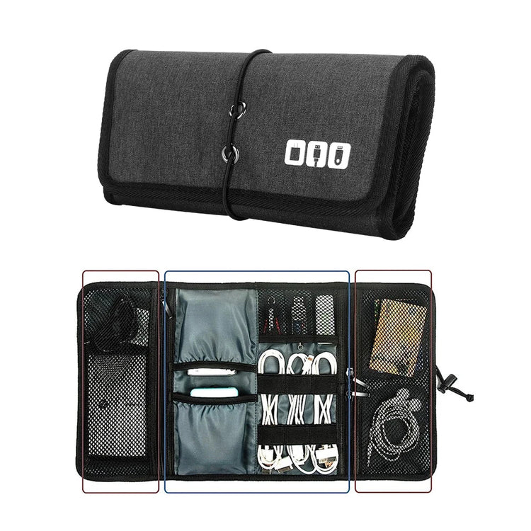 Electronic Organizer Cord Pouch, Travel Cable Charger Phone Accessories Bag Organizer Roll up Tech Carrying Case for USB Cables GiFiFY