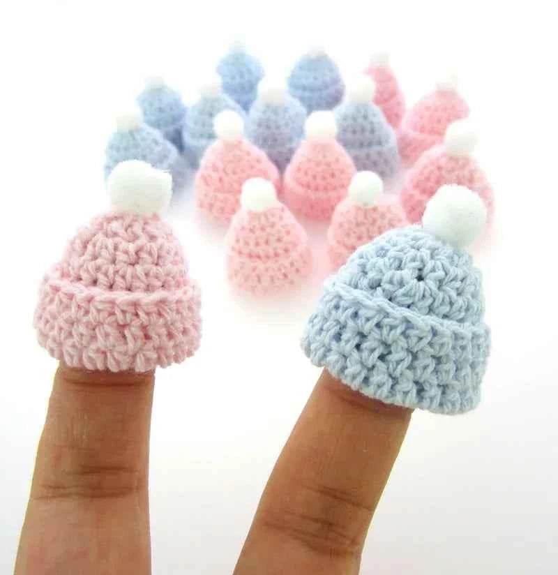 12Pcs Handmade mini crochet Hat for baby shower baptism dolls party favors sewing Applique - GiFTiFY