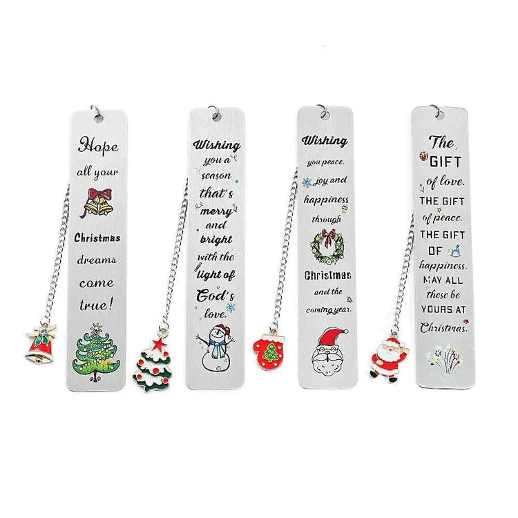A stainless steel pendant bookmark about Christmas, the warmest Christmas reading gift for loved ones on Christmas Eve.