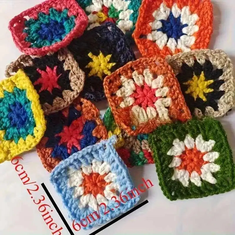 Mix Colors Handmade Crochet Doilies Suit Square Flower Piece Clothing Pocket Coaster Bag Tablecloth DIY Jewelry 6cm Home decor by DSERS