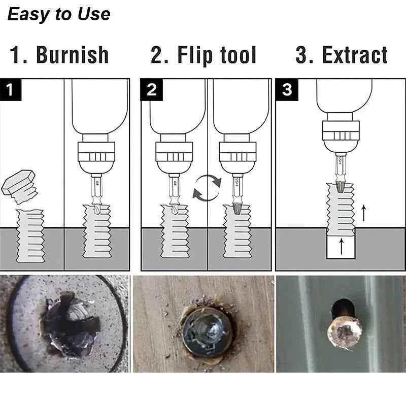 Damaged Screw Extractor Set HSS Drill Bit Stripped Broken Remover Small Easily Quickly Take Out Kit Easy Demolition Power Tools Damaged Screw Extractor Set by DSERS