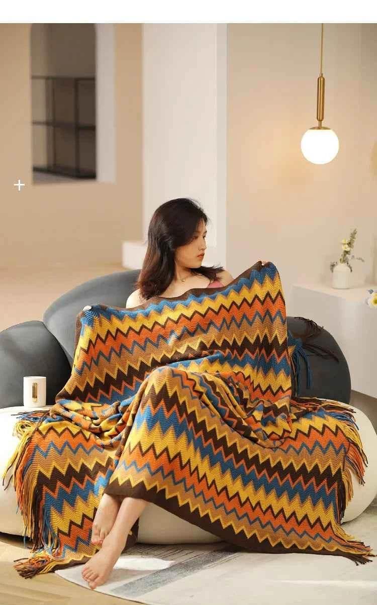 Boho Bed Plaid Blanket Geometry Aztec Baja Blankets Ethnic Sofa Cover Slipcover Decor Throw Wall Hanging Tapestry Rug Cobertor - GiFTiFY