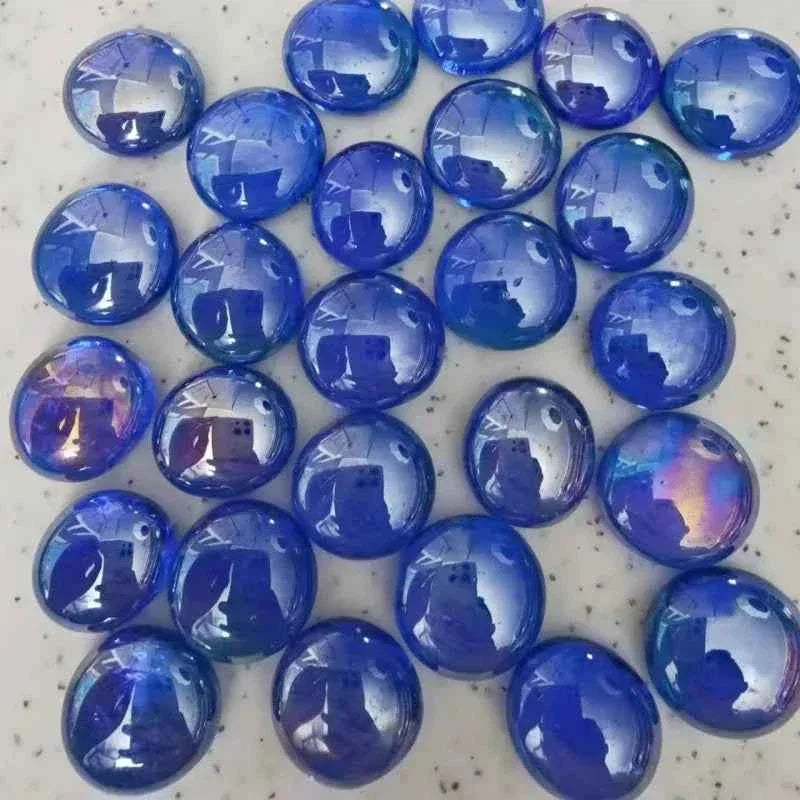 100g/3.52oz(Approx. 18-25pcs) Oblate Bead Glass Mosaic Tiles Colorful Round Mosaic Making Material Multi Diameter DIY Craft Tile