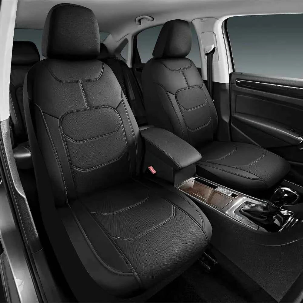 Premium Leather Car Seat Covers Full Set, Airbag Compatible, Universal Fit for Most Cars, Trucks, SUVs, Vans, Black by GiFiFY