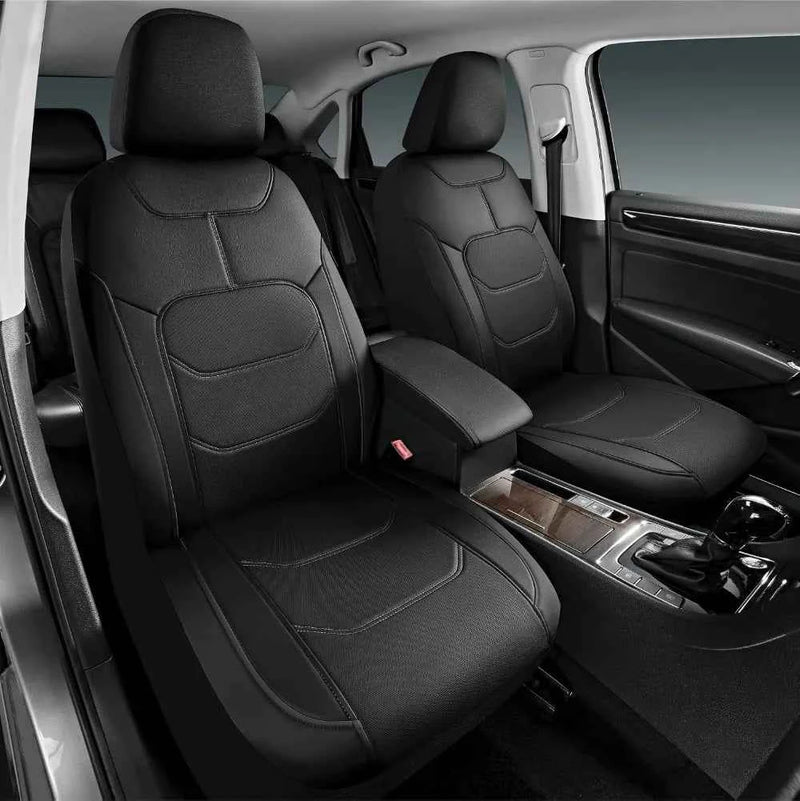 Premium Leather Car Seat Covers Full Set, Airbag Compatible, Universal Fit for Most Cars, Trucks, SUVs, Vans, Black by GiFiFY