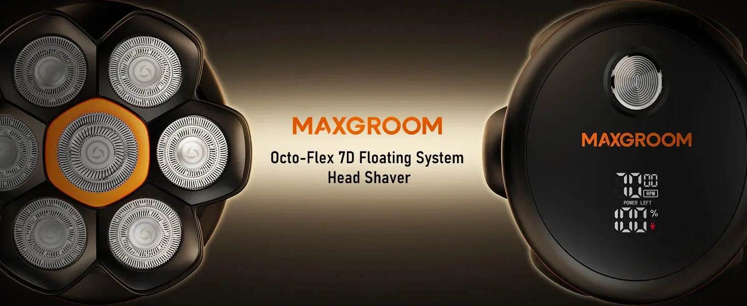 MAXGROOM 7D Head Shaver for Bald Men IXP6 Waterproof USB Rechargeable Electric Hair Trimmer Beard Floating Blade Magnetic Razor - GiFTiFY