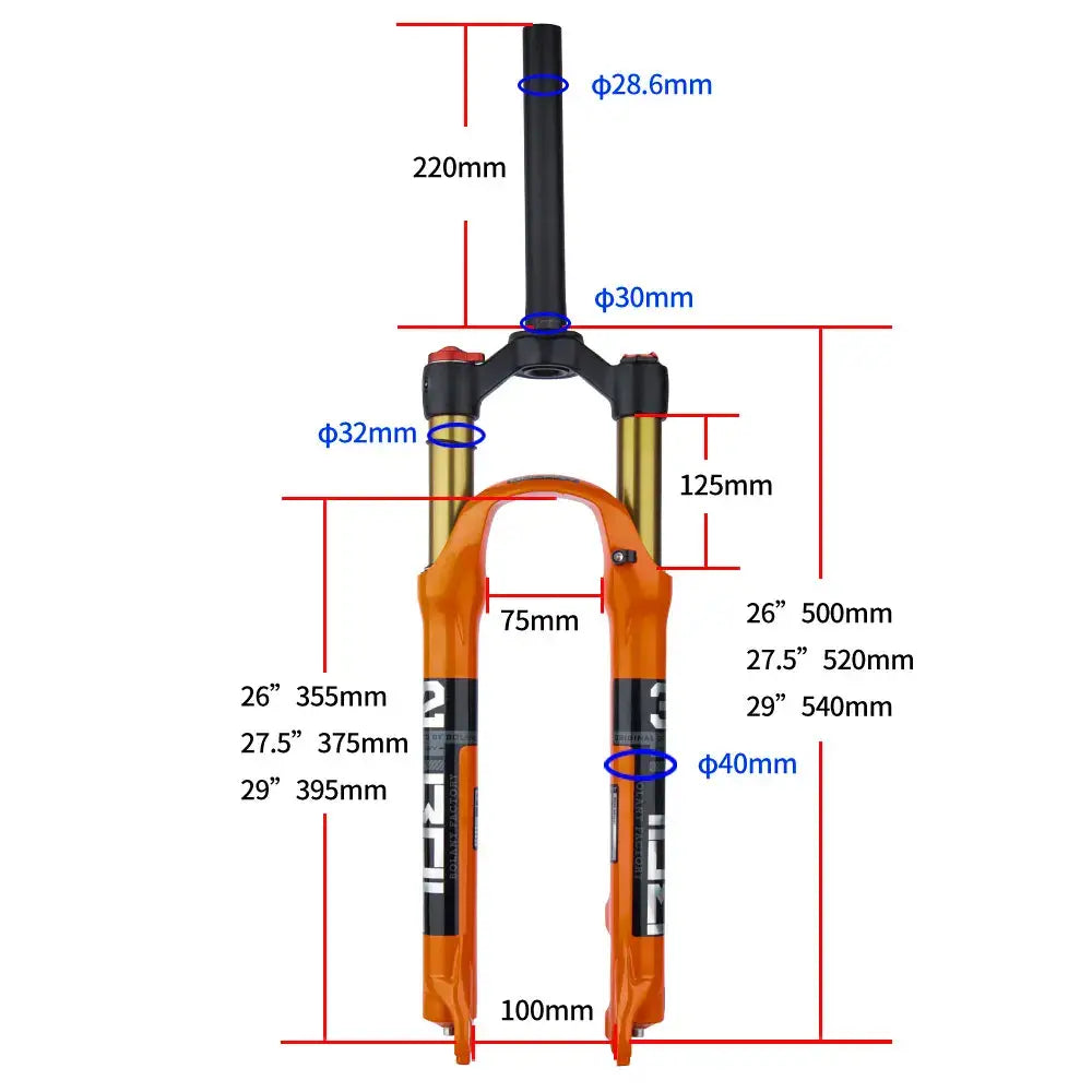 Bolany MTB Bicycle Fork Magnesium Alloy Air Suspension 26 27.5 29 Inch 32 HL RL100mm Bike Fork Lockout For Cycling