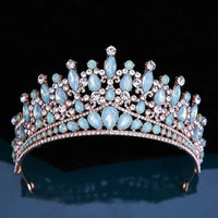 Baroque Pink Opal Crystal Bridal Crown for Wedding