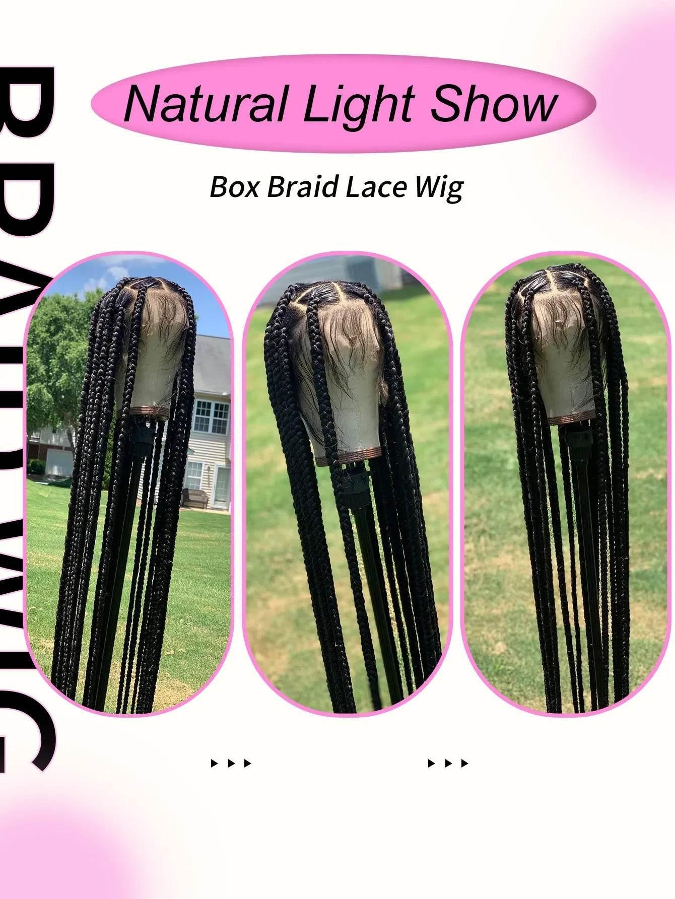 Tribal Synthetic Cornrow Braided Wigs Full Lace Wig 36Inches Knotless Jumbo Knotless Box Braids Wig Square Part For Black Women - GiFTiFY