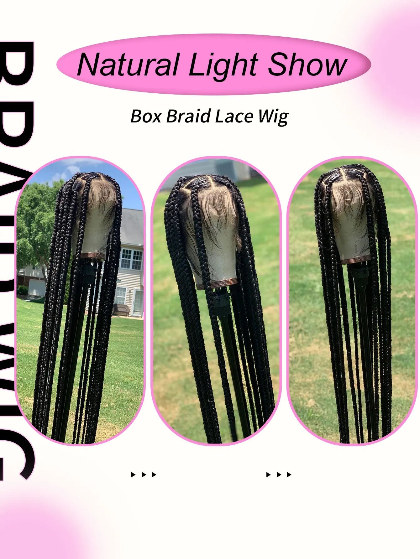 Cornrows Full Lace Braided Wigs Synthetic Knotless Box Braiding Wigs For Black Women 36'' Tribal Box Braids Wigs With Baby Hair GiFTiFY