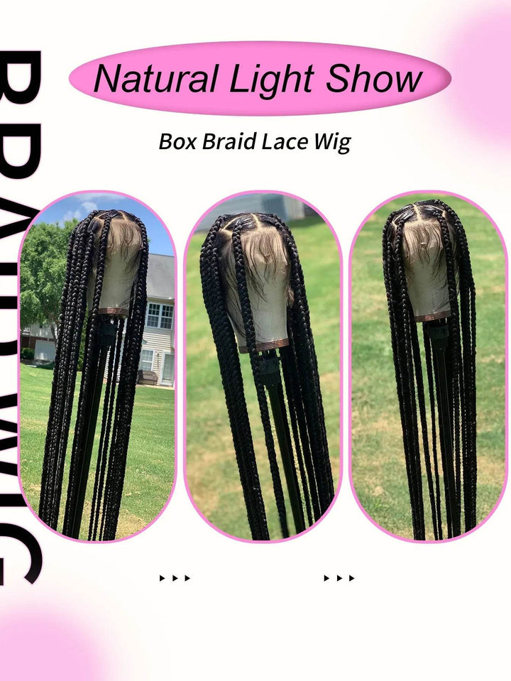 Cornrows Full Lace Braided Wigs Synthetic Knotless Box Braiding Wigs For Black Women 36'' Tribal Box Braids Wigs With Baby Hair - GiFTiFY