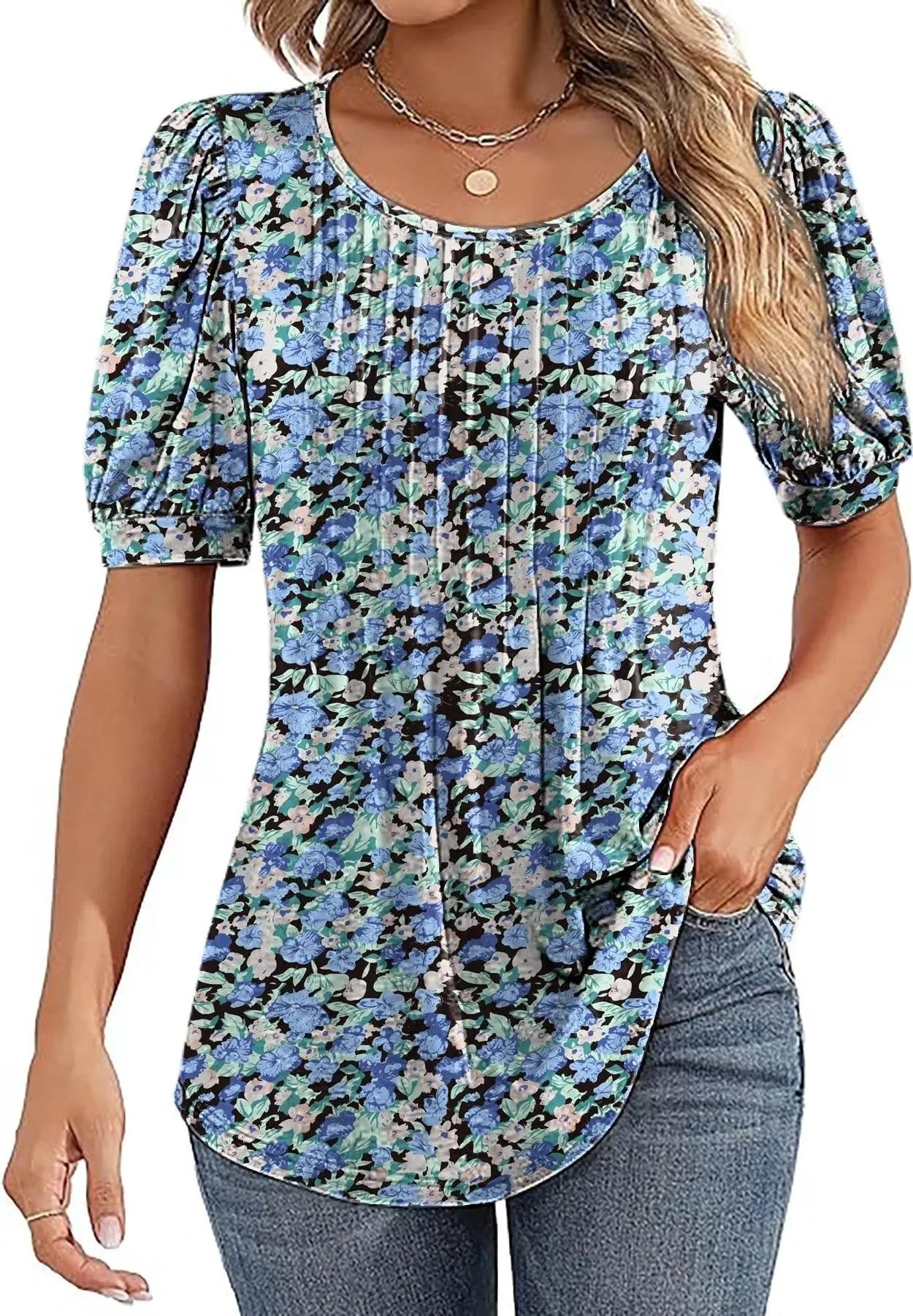 Summer V-Neck Puff Sleeve Tunic Tops for Women Women’s Apparel by Zopi / AliExpress