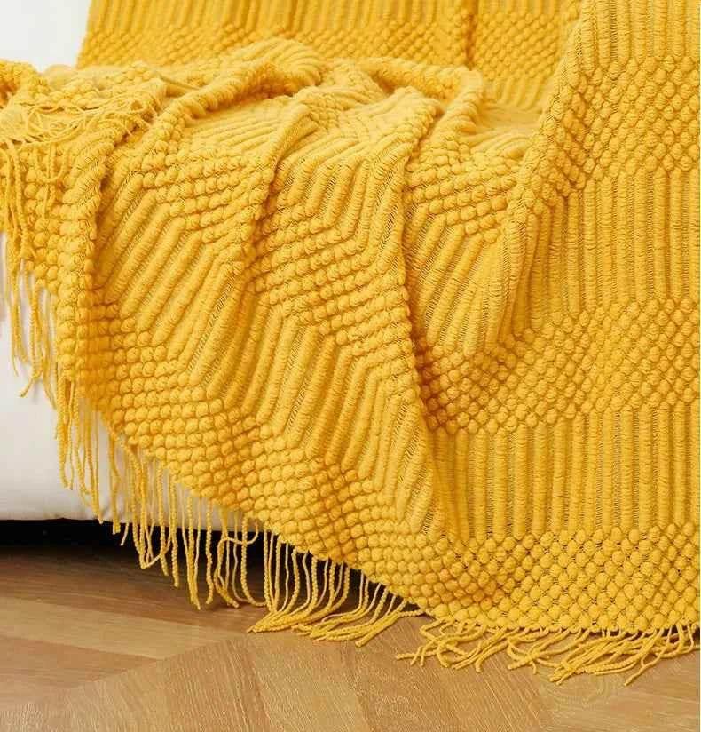 Bohemian Couch Blanket Large Knitted Tassel Throw for Bed Chair Sofa Couch Cover All-Season Blankets Home Decor Soft Comfortable - GiFTiFY