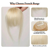100% Human Hair Bangs Clips in Air Fringe Bangs Hairpiece for Women Platinum Blonde Remy Human Hair Bangs Hair Extension 4.5inch - GiFTiFY