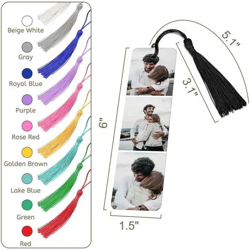 Custom Photo Bookmark Personalized Book Marks with Tassel Personalized Engraved Text Color Picture Bookmarks Gifts for Readers