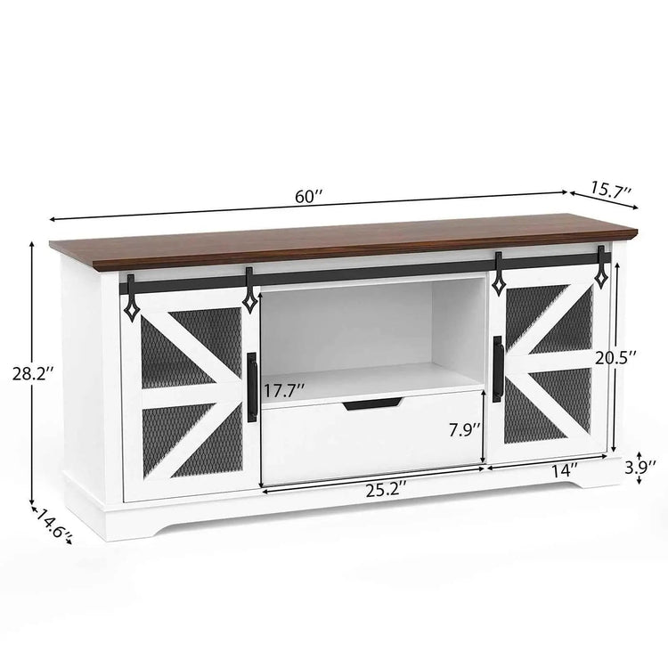 Modern TV Stand for TVs up to 60’’, Entertainment Center w/1 Drawer & 2 Storage Cabinets, Large Media Console Cabinet - GiFTiFY