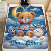 Customized personalized name blanket, printed portable, goodnight bear cartoon, party, birthday, daughter or son gift,sofa，soft - GiFTiFY