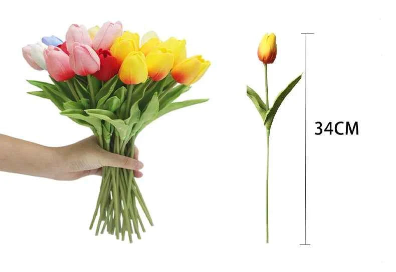5 Pieces Tulips Artificial Flowers Bunch Home Decor Real Touch Tulip Flowers for Decoration Wedding Bridal Bouquet Fake Flowers by DSERS