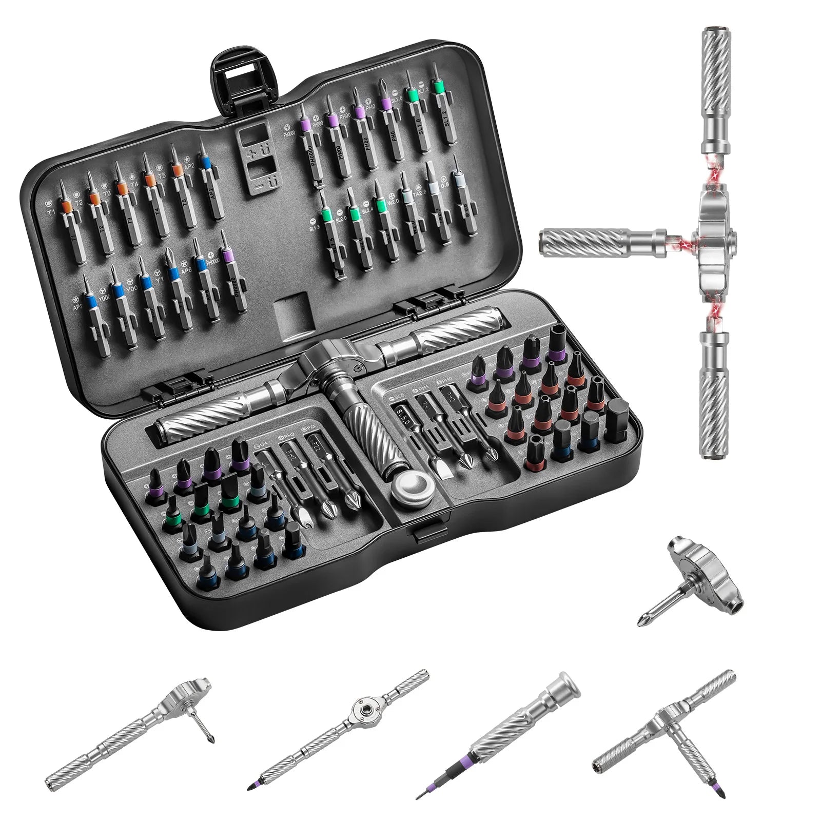 VMAN Precision 66in1 magnetic ratchet screwdriver set Detachable T - handle magneticizer Fix furniture, electronics & glasses DSERS