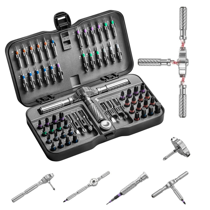 VMAN Precision 66in1 magnetic ratchet screwdriver set Detachable T - handle magneticizer Fix furniture, electronics & glasses - GiFTiFY
