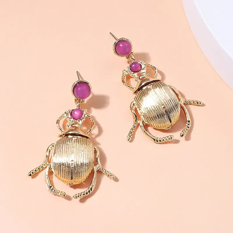 Bohemia Earrings For Women Metal Gold-Plated Beatles Personality Vintage Trend Jewelry Cute Insects Diamonds Trending