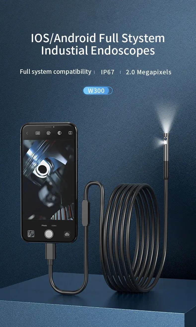 Multi Connector Wifi Endoscope Camera 8mm Dual Lens