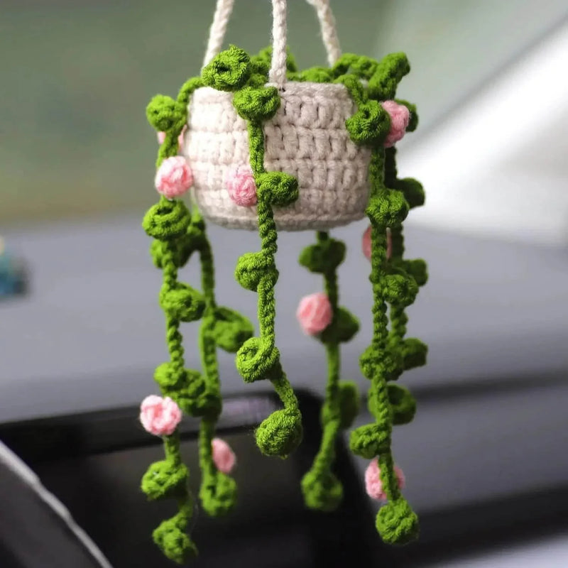 Handmade Crochet Car Styling Plants Succulent Car Plant Ornamentos Decoration Interior Accersories Cute Gift for Women by DSERS