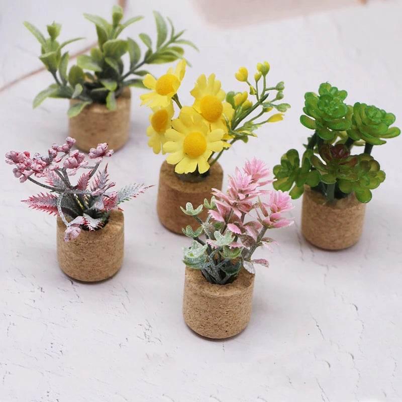 1:12 Dollhouse Simulation Flower Plant Potted Model Doll Home Miniature Green Plants Garden Decor Micro Landscape Ornament by DSERS
