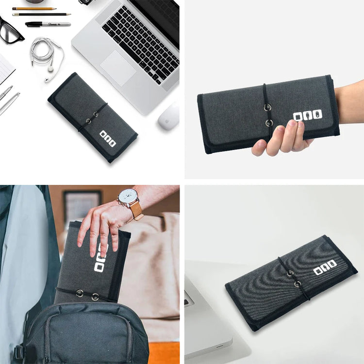 Electronic Organizer Cord Pouch, Travel Cable Charger Phone Accessories Bag Organizer Roll up Tech Carrying Case for USB Cables by GiFiFY