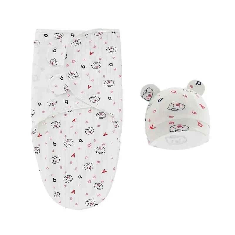 100% Organic Cotton Baby Swaddle Blanket Wrap Hat Set for Infant Adjustable Newborn Swaddle Baby Swaddle for 0-3 Month - GiFTiFY