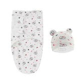 100% Organic Cotton Baby Swaddle Blanket Wrap Hat Set for Infant Adjustable Newborn Swaddle Baby Swaddle for 0-3 Month - GiFTiFY
