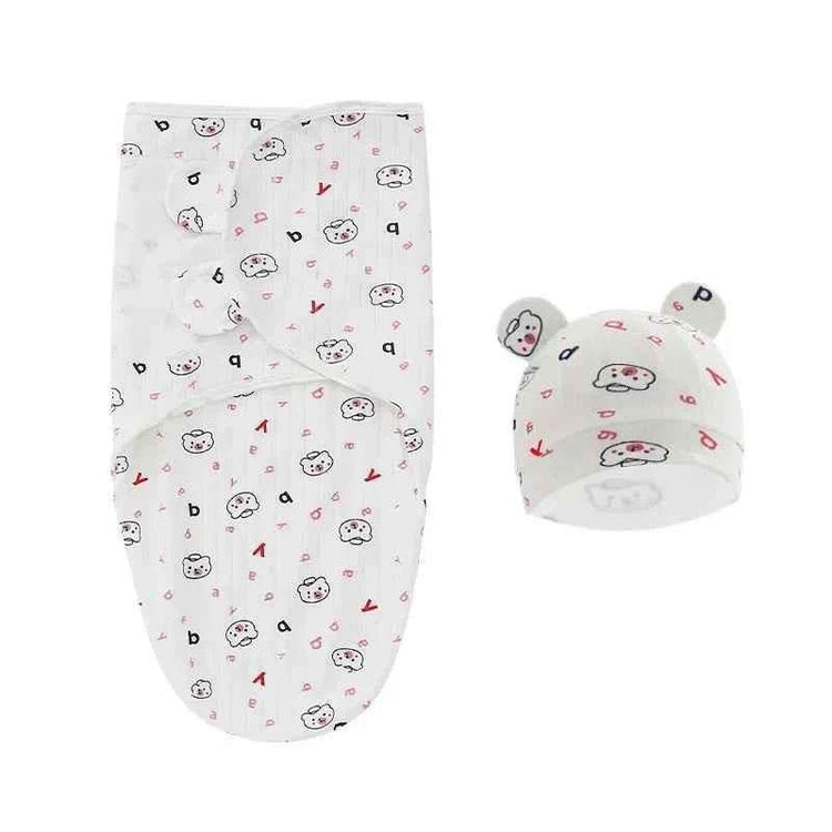 100% Organic Cotton Baby Swaddle Blanket Wrap Hat Set for Infant Adjustable Newborn Swaddle Baby Swaddle for 0-3 Month - GiFTiFY