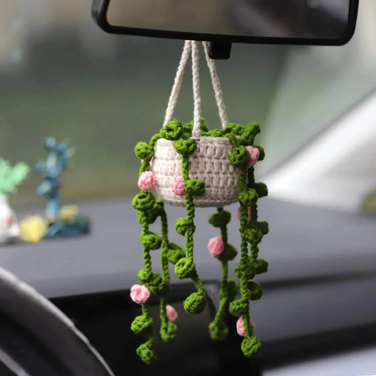 Handmade Crochet Car Styling Plants Succulent Car Plant Ornamentos Decoration Interior Accersories Cute Gift for Women by DSERS