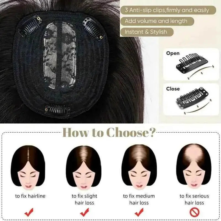 Doreen 13*13cm 8" 12" 16" Topper Hair with Bangs Real Remy Human Hair Toppers for Women With Thin Hair Silk Base with Hair Weft